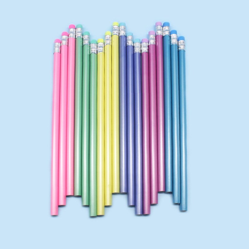 Pencil Wholesale pearlescent HB triangle rod with eraser head elementary school prize children's stationery