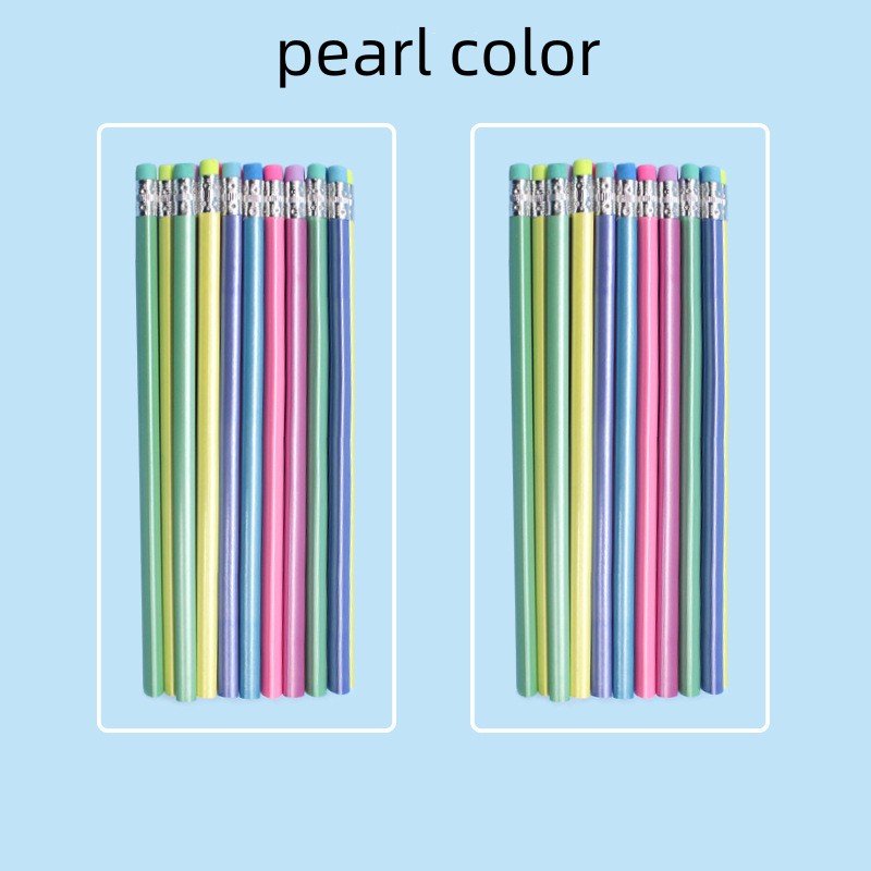 Pencil Wholesale pearlescent HB triangle rod with eraser head elementary school prize children's stationery