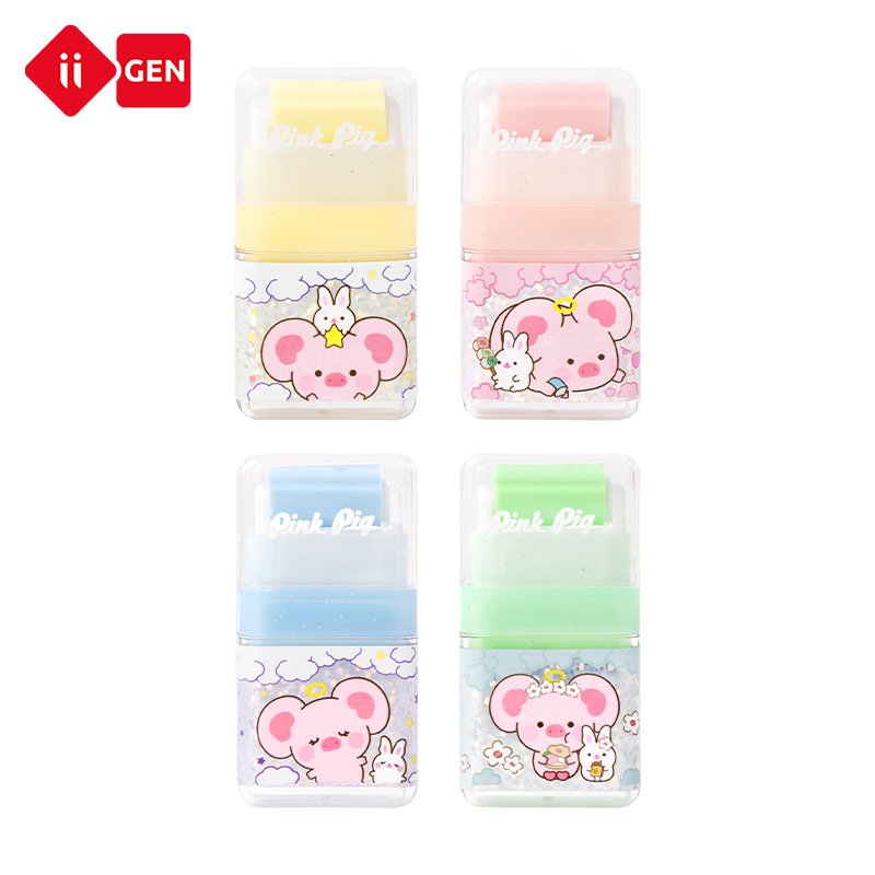 IIGEN Hot selling TPR material rubber eraser pig roll eraser for children school stationery kawai pencil erasers