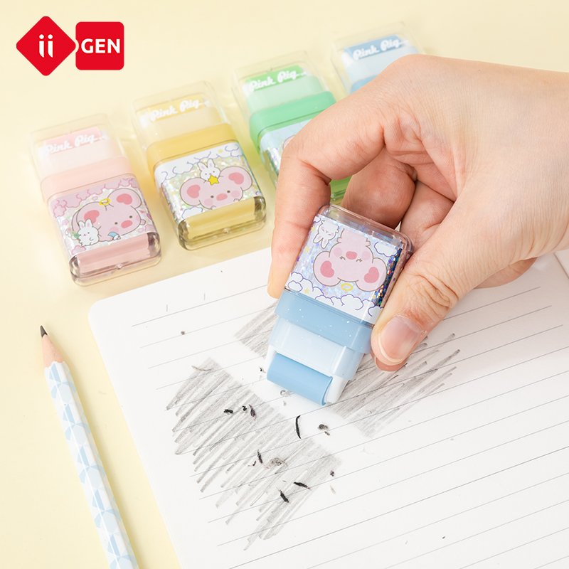IIGEN Hot selling TPR material rubber eraser pig roll eraser for children school stationery kawai pencil erasers