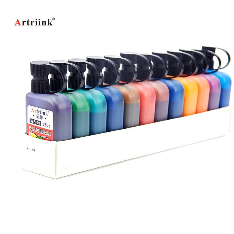 Whiteboard Marker Ink 12 Colors 25ml Erasable Refillable Refill Liquid for Children's Drawing Boards Wholesale WB-01-12
