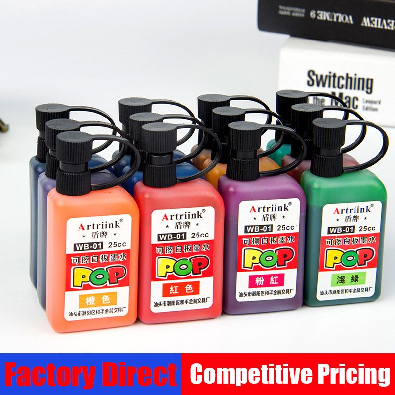 Whiteboard Marker Ink 12 Colors 25ml Erasable Refillable Refill Liquid for Children's Drawing Boards Wholesale WB-01-12