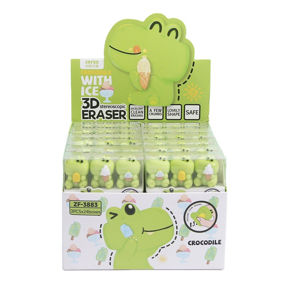 Cute crocodile children's pencil erasers eraser 3d Funny Shaped eraser for students