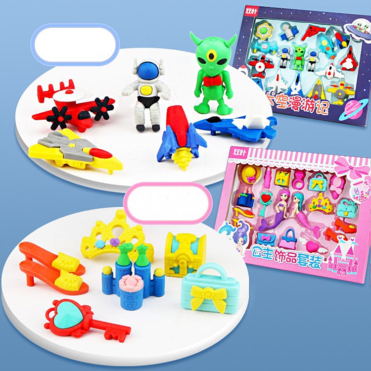 2022 New Stationery Cartoon 3D Monster Spaceship Shape Kids Toy Eraser