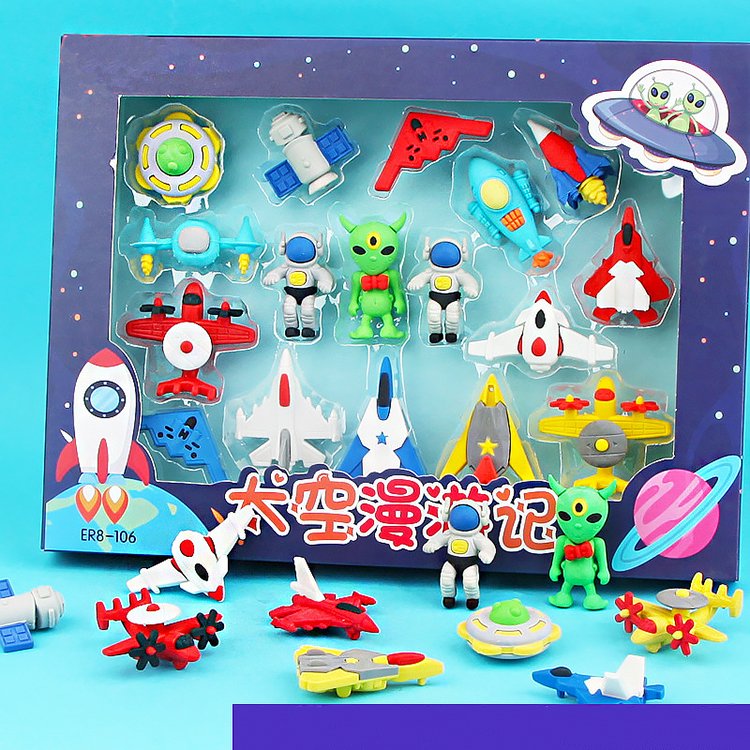 2022 New Stationery Cartoon 3D Monster Spaceship Shape Kids Toy Eraser