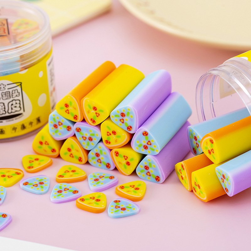 10Pcs/box cartoon Eraser cartoon Cheese shape Rubber Erasers for children Pencil Cleaning Stationery School Student Kids set