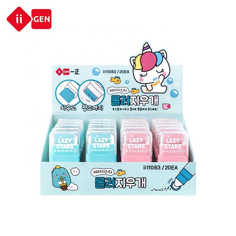 IIGEN Cute Pencil Eraser for Kids School Office Cartoon Animal Roller Colorful Rectangle Eraser Pencil Rubber Erasers