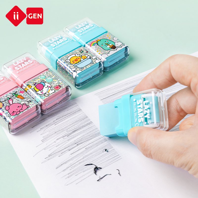 IIGEN Cute Pencil Eraser for Kids School Office Cartoon Animal Roller Colorful Rectangle Eraser Pencil Rubber Erasers