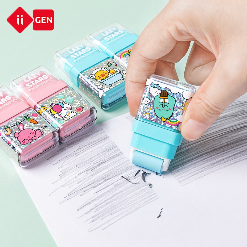 IIGEN Cute Pencil Eraser for Kids School Office Cartoon Animal Roller Colorful Rectangle Eraser Pencil Rubber Erasers