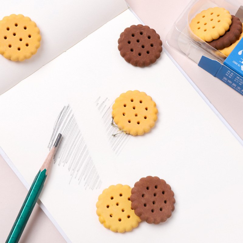 Creative Cute Simulation Biscuit Eraser Cartoon Modeling Eraser Primary School Stationery Prizes Children's Gifts Wholesale