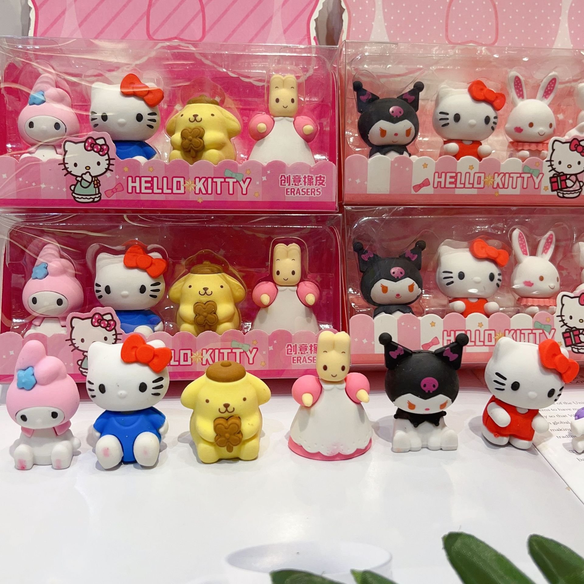 4pcs/Box Animal Erasers Set Anime Cartoon Rubber Pencil Eraser For Kids School Student Stationery Gift