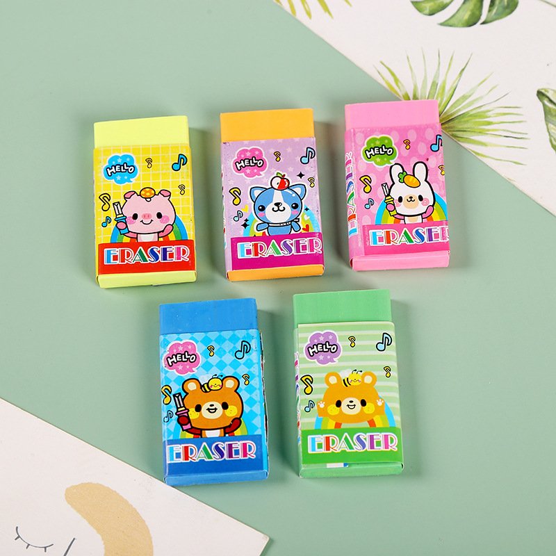 Cartoon square eraser for children's colorful soft eraser student art painting stationery supplies