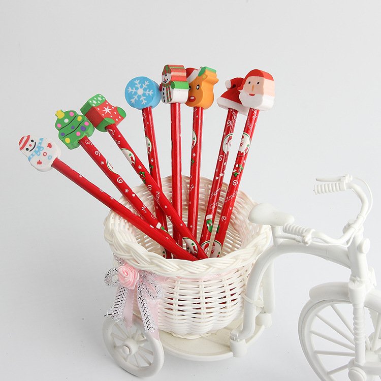 Creative Cartoon Christmas Eraser and Pencil Combination Stationery Set, Children's Christmas School Supplies Gift Wholesale