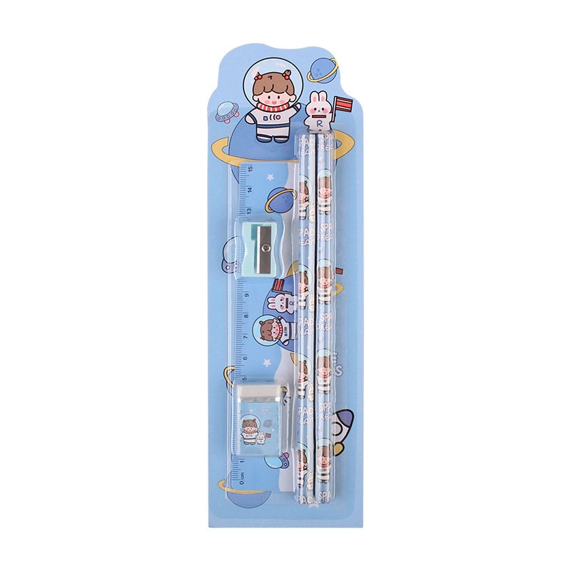 5Pcs/set Cute Rabbit Bear Pencil Set with Pencil Sharpener Kawaii Children's Pencils Gift School Supplies