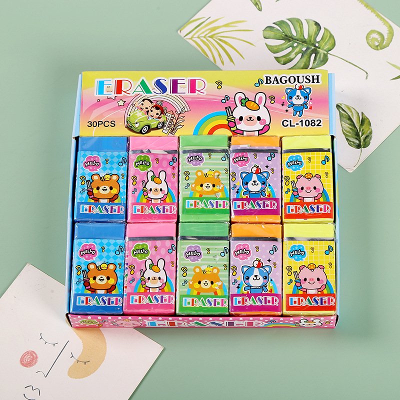 Cartoon square eraser for children's colorful soft eraser student art painting stationery supplies