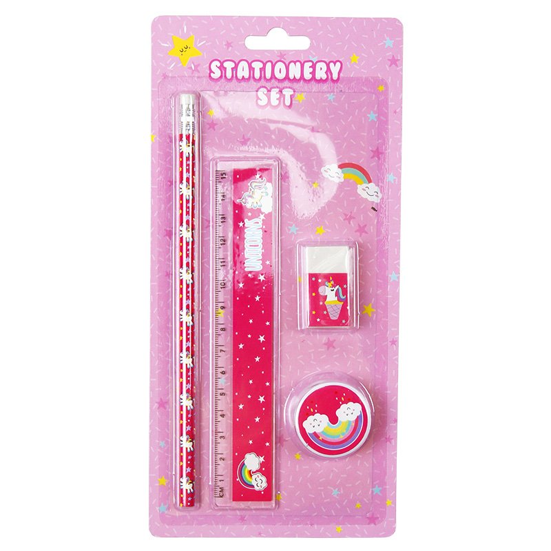 Colorful Cute Cartoon Stationery Set for Students & Promotion Includes Pencil Ruler Eraser & Sharpener School Supplies Gifts