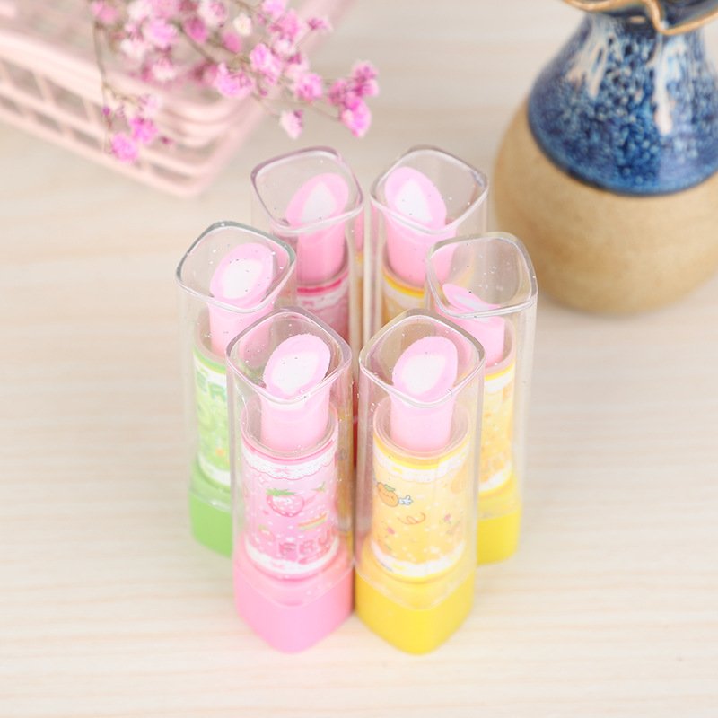 Creative Cartoons Lipstick Pencil Eraser Stationery Eraser Student Mini Eraser