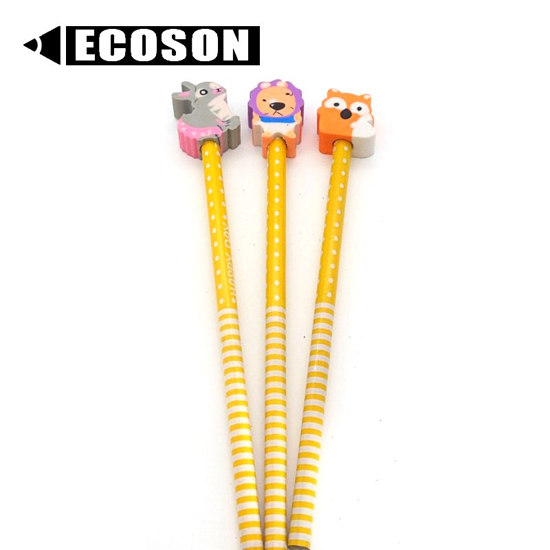 School Erasers for Children Set Topper Custom Shape Rubber White Eco Natural Pencil With Decorative Eraser