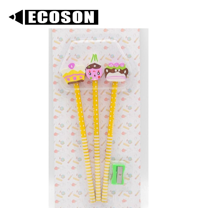 School Erasers for Children Set Topper Custom Shape Rubber White Eco Natural Pencil With Decorative Eraser