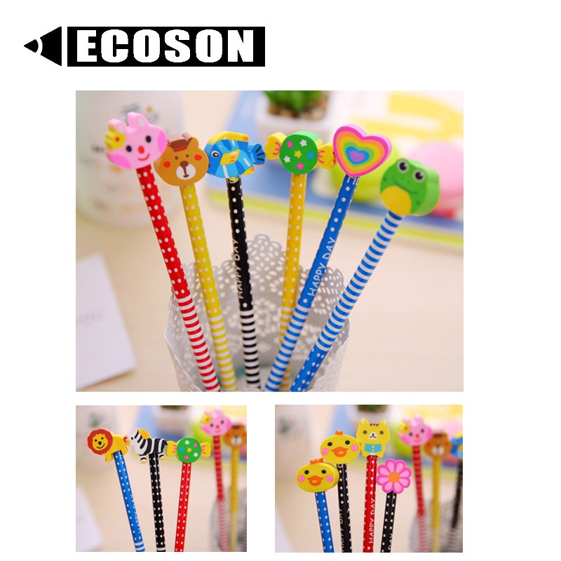 School Erasers for Children Set Topper Custom Shape Rubber White Eco Natural Pencil With Decorative Eraser