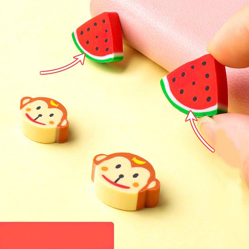 Custom children's Pencil Erasers School Stationery Eraser Kids Fruit Shape Cute Small Eraser