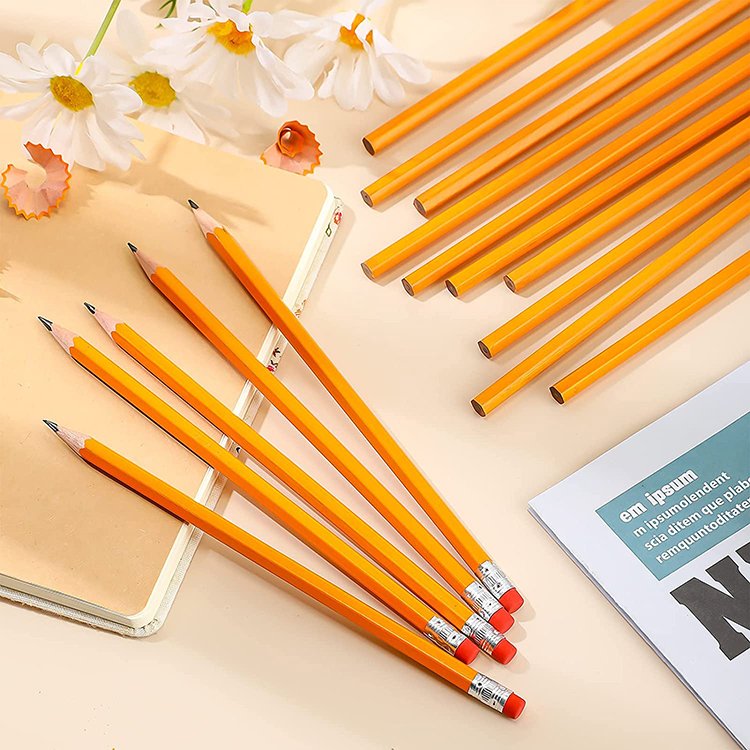 Factory Cheapest pencils Customized Eco Friendly Kids Drawing 2b HB Yellow Wooden Hexagonal pencils Set With eraser For Japan