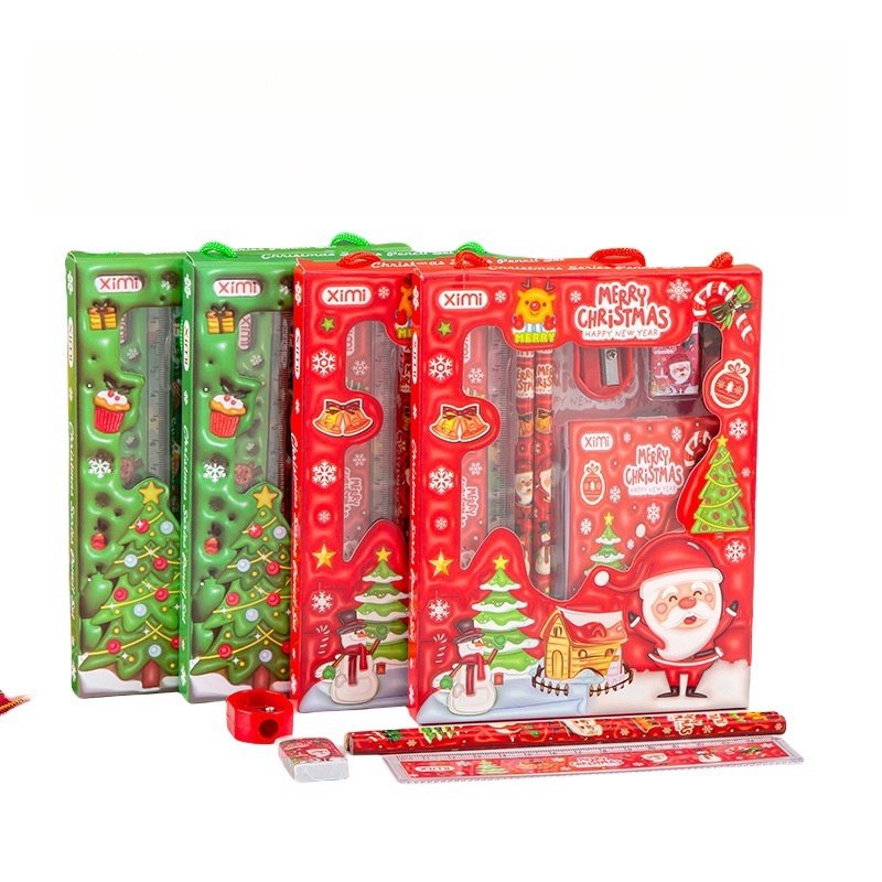 Christmas portable 6-piece set, primary school stationery gift box set, children's Christmas learning gifts,prizes, kindergarten