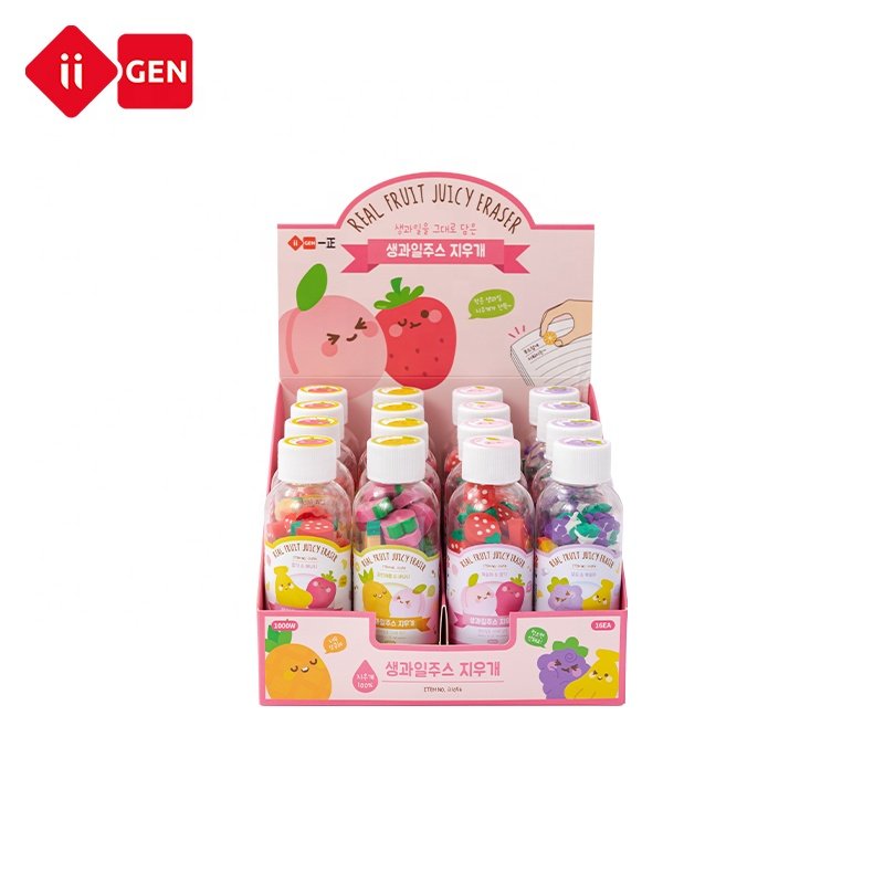 IIGEN fruit drink bottle eraser fun children's eraser cartoon modeling student cleaning eraser box