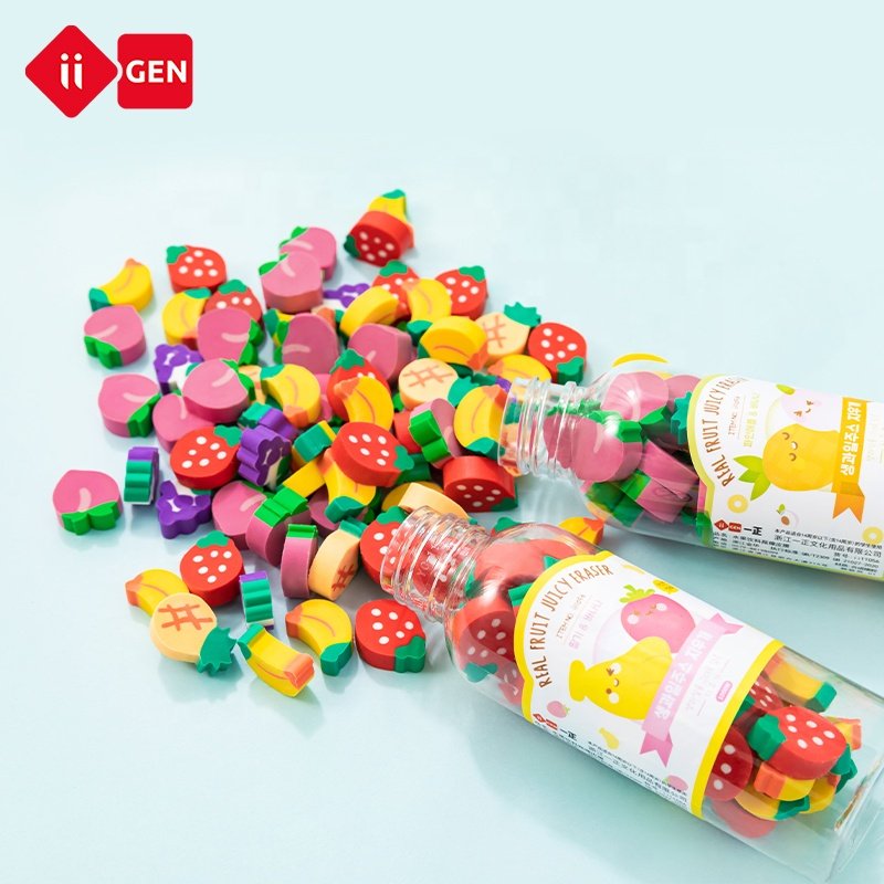 IIGEN fruit drink bottle eraser fun children's eraser cartoon modeling student cleaning eraser box