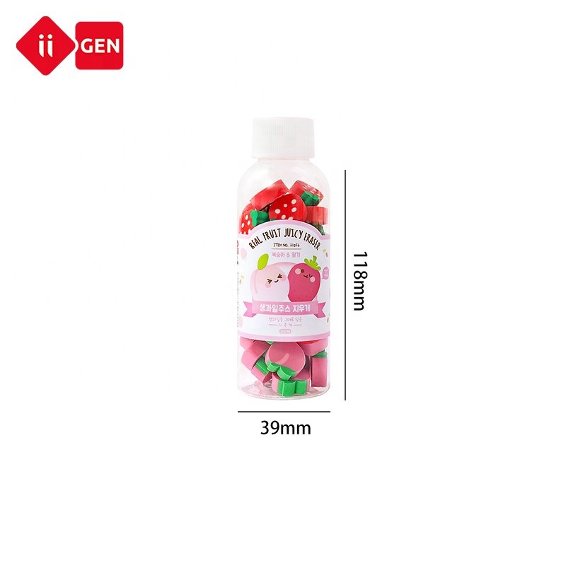 IIGEN fruit drink bottle eraser fun children's eraser cartoon modeling student cleaning eraser box
