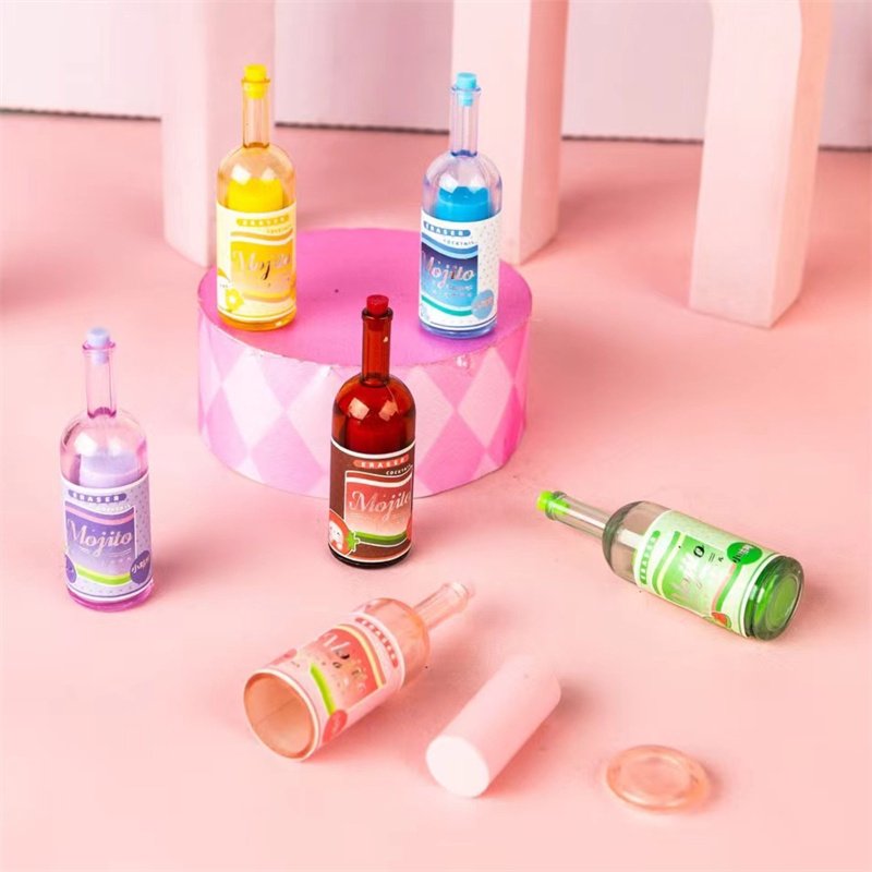 School eraser for children Creative wine bottles shaped design 6 pcs/set 3d kids rubber eraser kawaii stationery wholesale