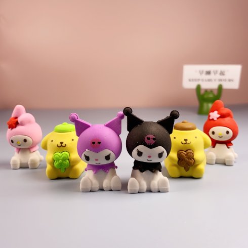 Cartoon eraser fun doll elementary school students pencil eraser learning stationery
