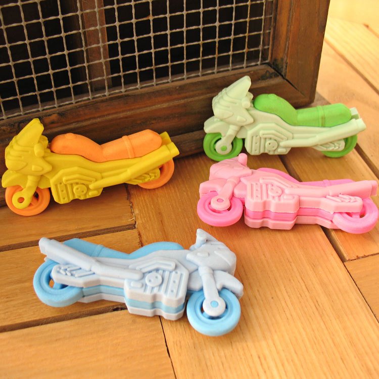 Cartoon motorcycle eraser children's toys creative school supplies
