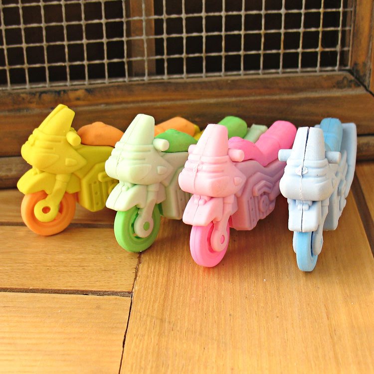 Cartoon motorcycle eraser children's toys creative school supplies