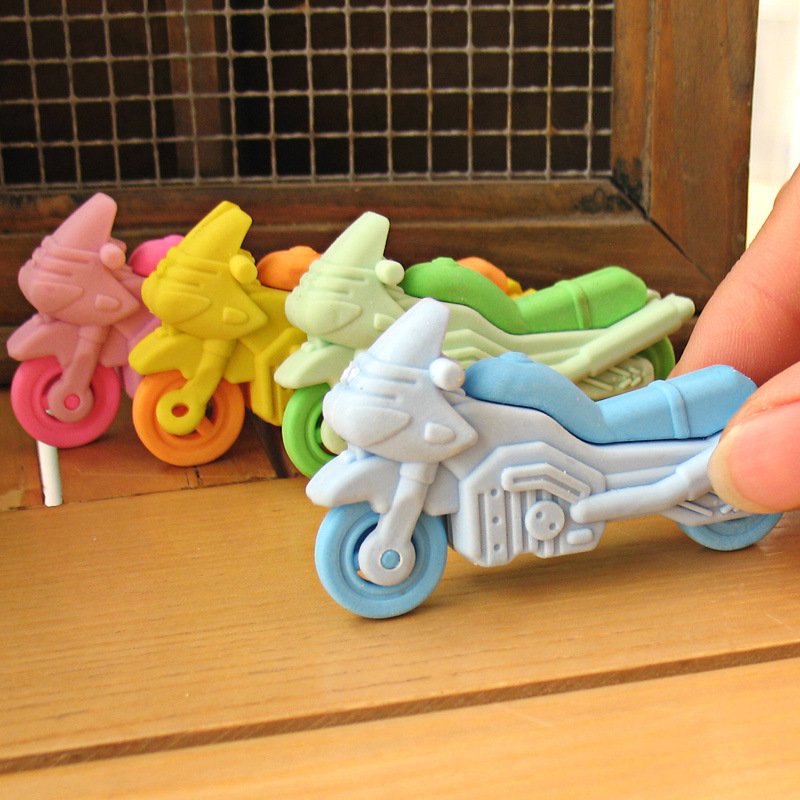 Cartoon motorcycle eraser children's toys creative school supplies