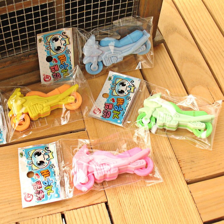 Cartoon motorcycle eraser children's toys creative school supplies