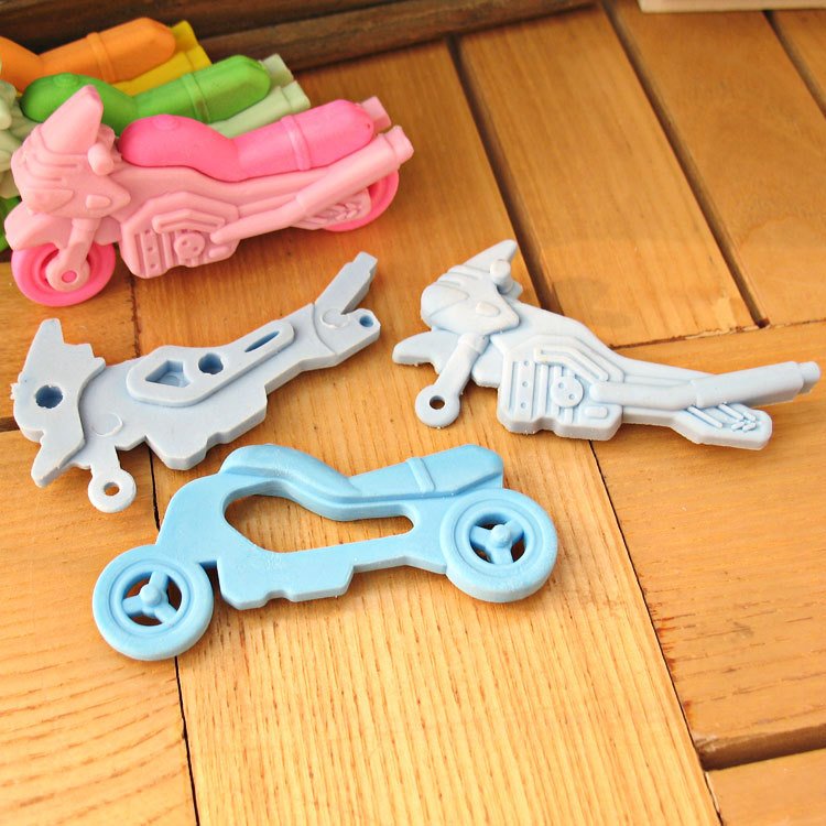 Cartoon motorcycle eraser children's toys creative school supplies