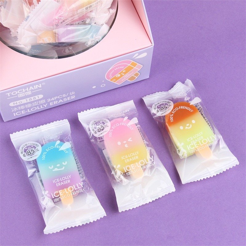 School eraser, student learning supplies, eraser without chips or marks, children's return to school gift, ice cream eraser