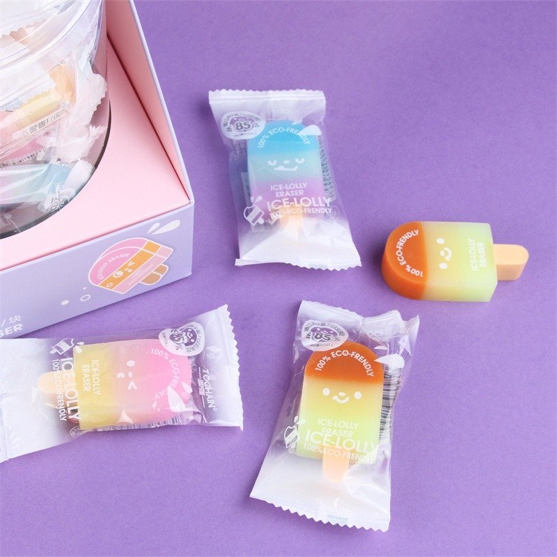 School eraser, student learning supplies, eraser without chips or marks, children's return to school gift, ice cream eraser