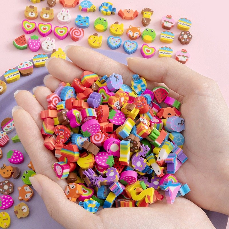 Wholesale 30 pcs/bag cartoon fruit animal love mini rubber Eraser For Children School Stationery gift