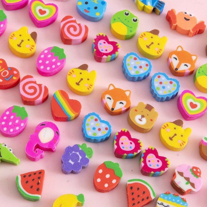 Wholesale 30 pcs/bag cartoon fruit animal love mini rubber Eraser For Children School Stationery gift
