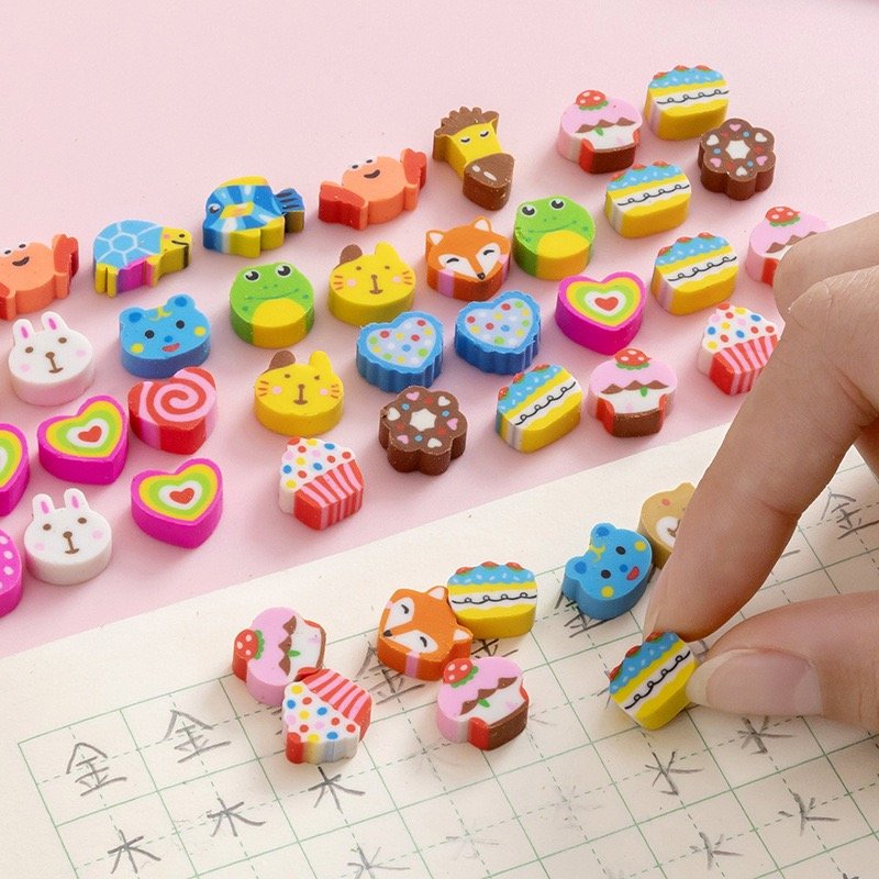 Wholesale 30 pcs/bag cartoon fruit animal love mini rubber Eraser For Children School Stationery gift