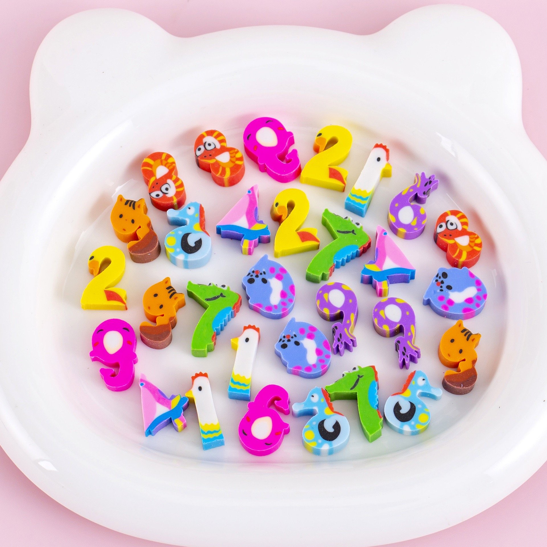 Wholesale 30 pcs/bag cartoon fruit animal love mini rubber Eraser For Children School Stationery gift