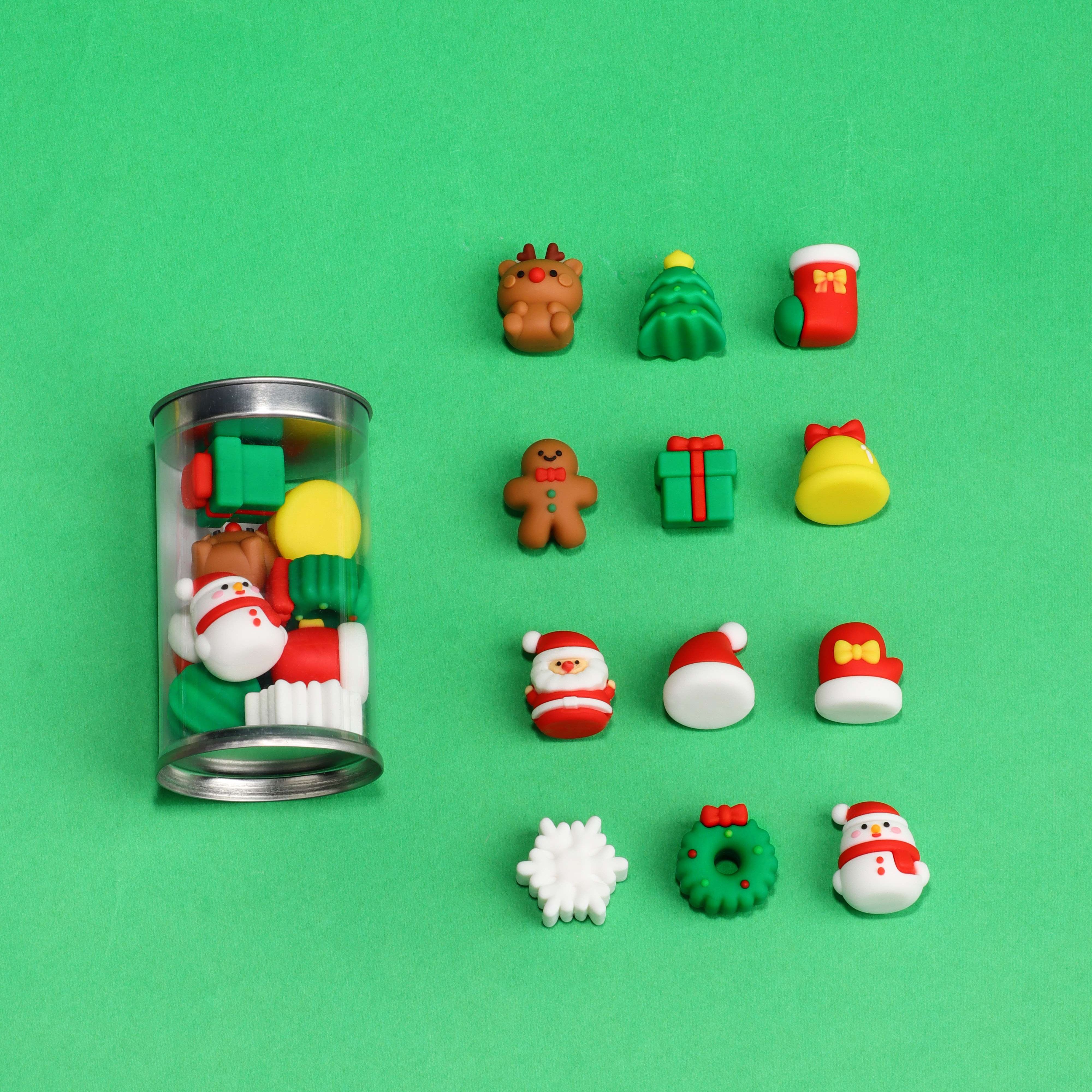 Wholesale Christmas Design Rubber Pencil Eraser For Children Kawaii Cute Eraser Set For School Stationary