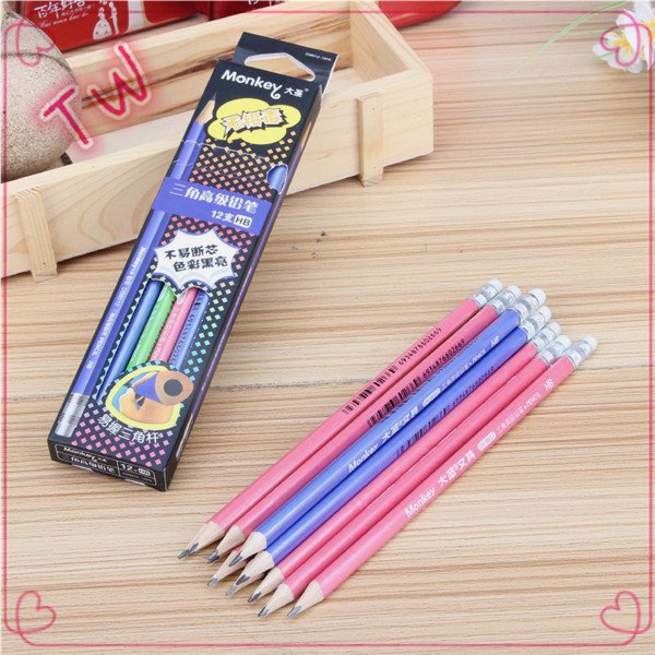 stationery school environment kids painting HB wooden colorful pencils with black lead 135