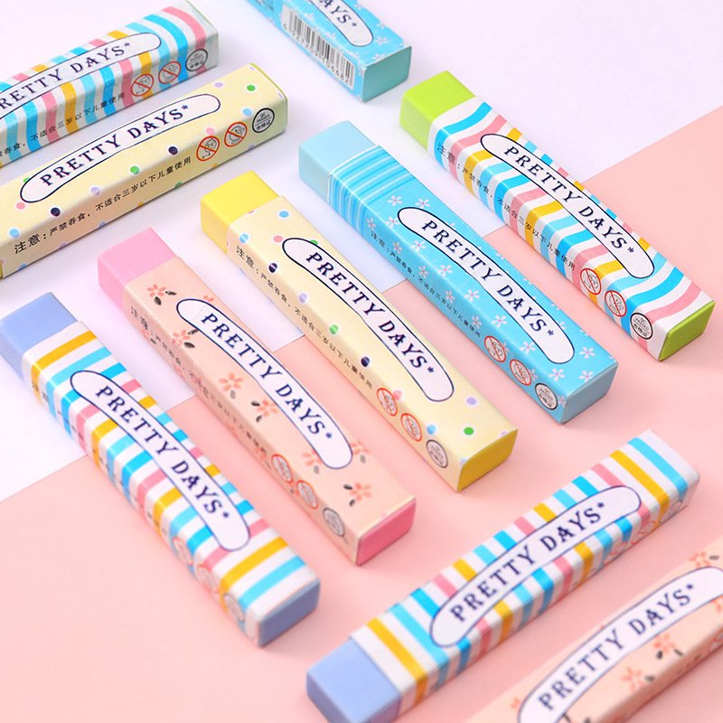 Candy-Colored Long Rubber Eraser for Elementary School Students for Drawing Sketching Exam Correction Clean Pencil Eraser