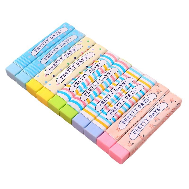 Candy-Colored Long Rubber Eraser for Elementary School Students for Drawing Sketching Exam Correction Clean Pencil Eraser