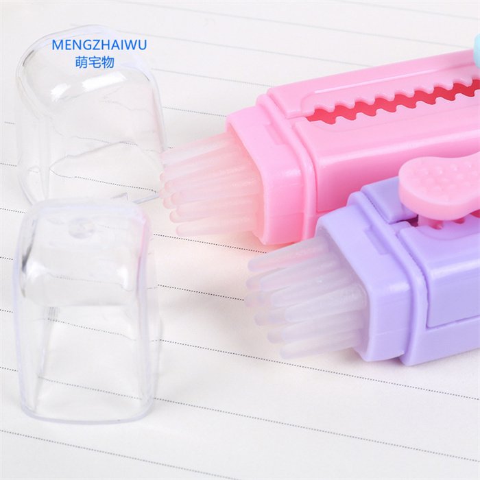New stationery items products manufacturers in guangzhou export kids erasers Push-pull design 2b pencil kawaii eraser set