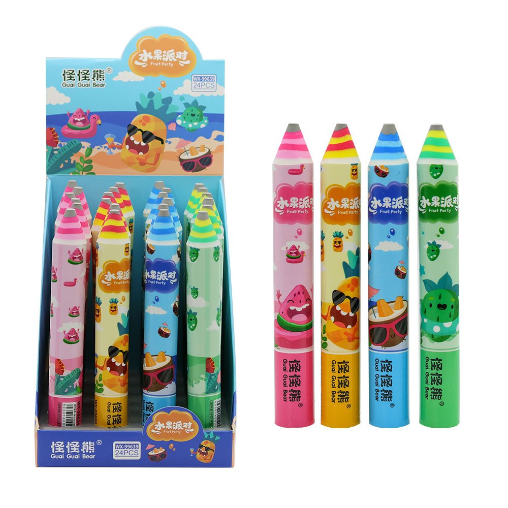 Fruit Party Cute Apple Eraser pen shape eraser for children cylinder lovely colored wholesale student stationery factory Rex