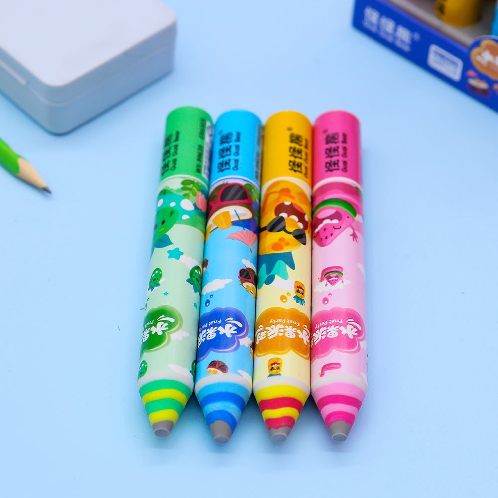 Fruit Party Cute Apple Eraser pen shape eraser for children cylinder lovely colored wholesale student stationery factory Rex